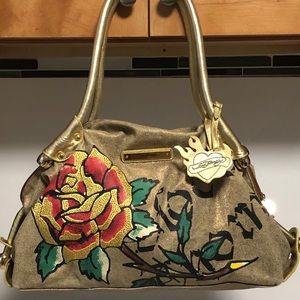 ✨ED HARDY Canvas and leather tote handbag   large✨